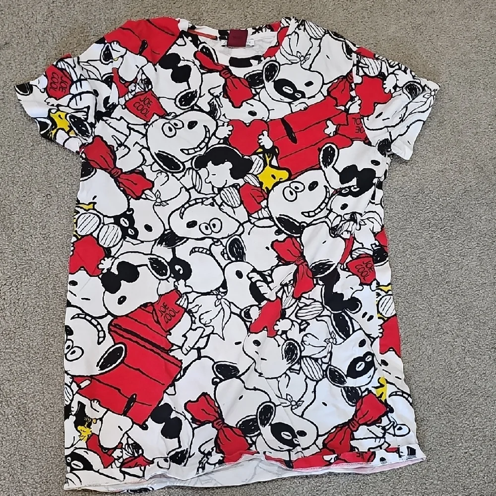 Zara Peanuts Graphic Tee Dress in White, Red & Black - Picture 3 of 4